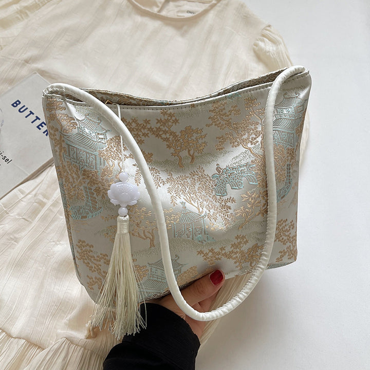 Damen modische Abendtasche aus luxuriösem Material mit dekorativem Quastenanhänger Nord Taschen
