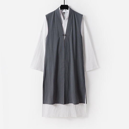 Damen Langer ärmelloser Kimono-Weste mit minimalistischer Linienführung und dekorativem Knebelverschluss Nord Taschen