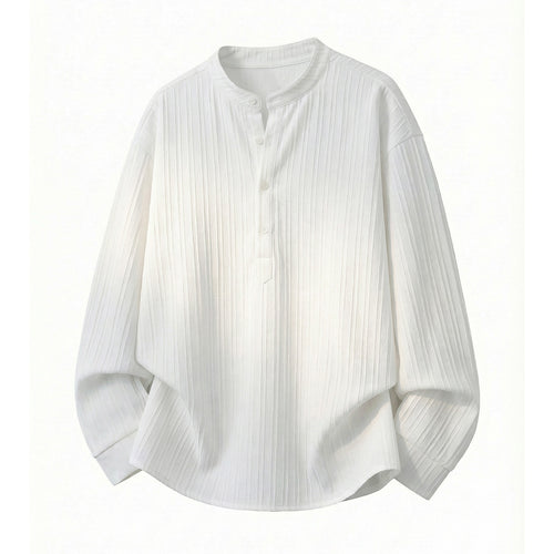 Unisex Leichtes Langarmshirt mit Stehkragen und Rippstruktur-Henley Nord Taschen