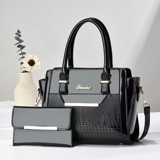 Damen elegante Handtasche mit Doppelgriff und abnehmbarer Clutch Nord Taschen