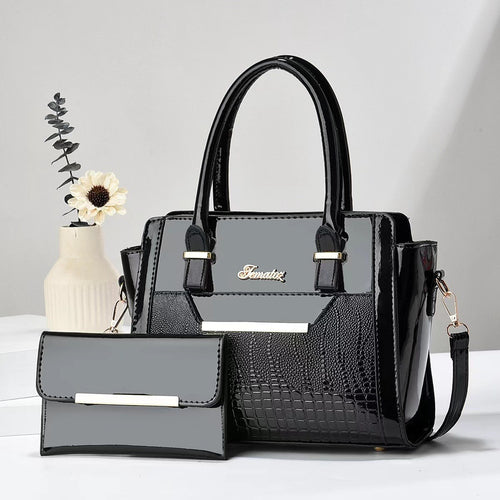 Damen elegante Handtasche mit Doppelgriff und abnehmbarer Clutch Nord Taschen