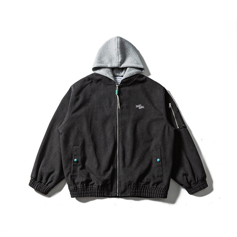 Unisex Oversize Canvas Kapuzenblouson mit Utilityärmeltasche und elastischem Bund Nord Taschen