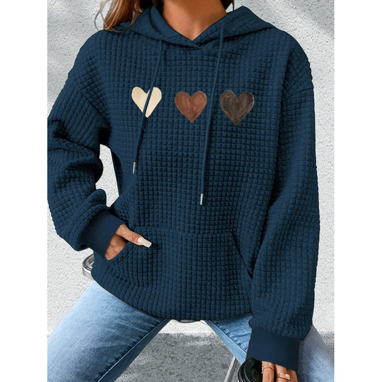 Damen Gemütlicher Kapuzenpullover mit Herzmotiv Nord Taschen