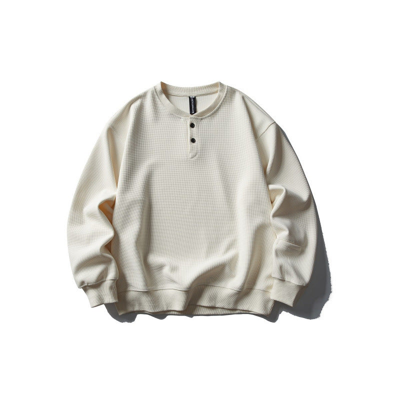 Unisex Waffelstrick-Henley-Sweatshirt im Oversize‑Cut mit Knopfleiste Nord Taschen