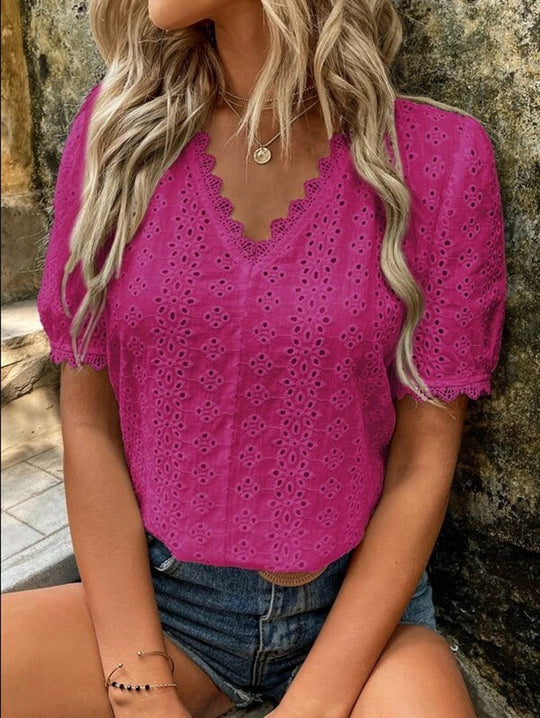 Damen Bluse mit Lochstickerei