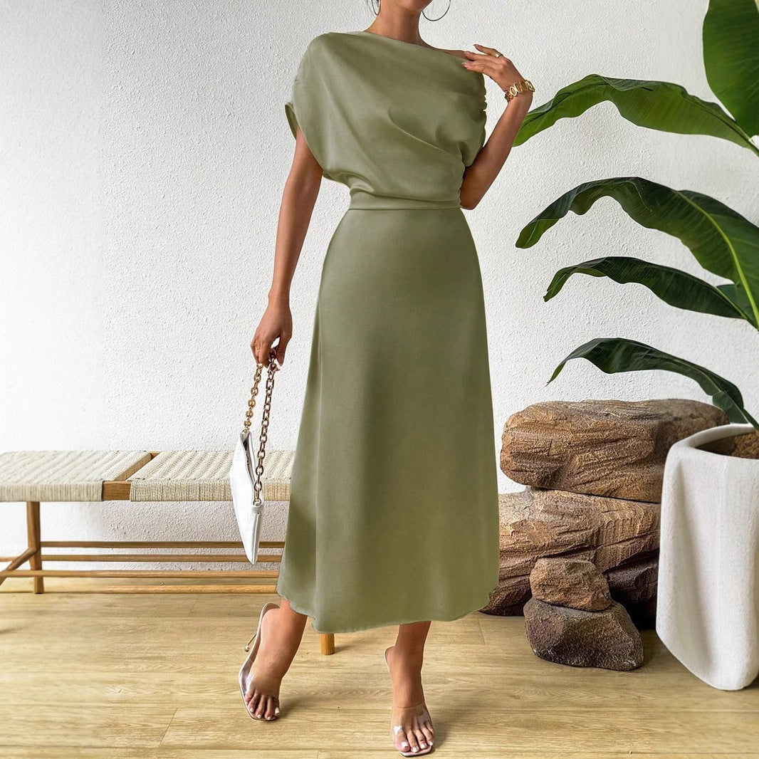 Damen Elegantes Wickelkleid mit asymmetrischem Oberteil und fließendem Schnitt