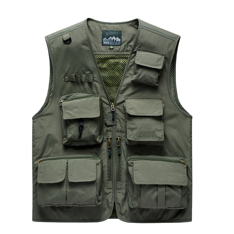 Herren Multifunktionale Outdoor‑Utilityweste mit Mesh‑Rücken, Mehrfach‑Fronttaschen und durchgehendem Reißverschluss Nord Taschen