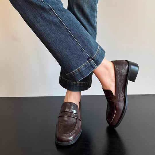 Damen Leder-Pennyloafer mit Mokassin-Naht und profilierter Laufsohle Nord Taschen