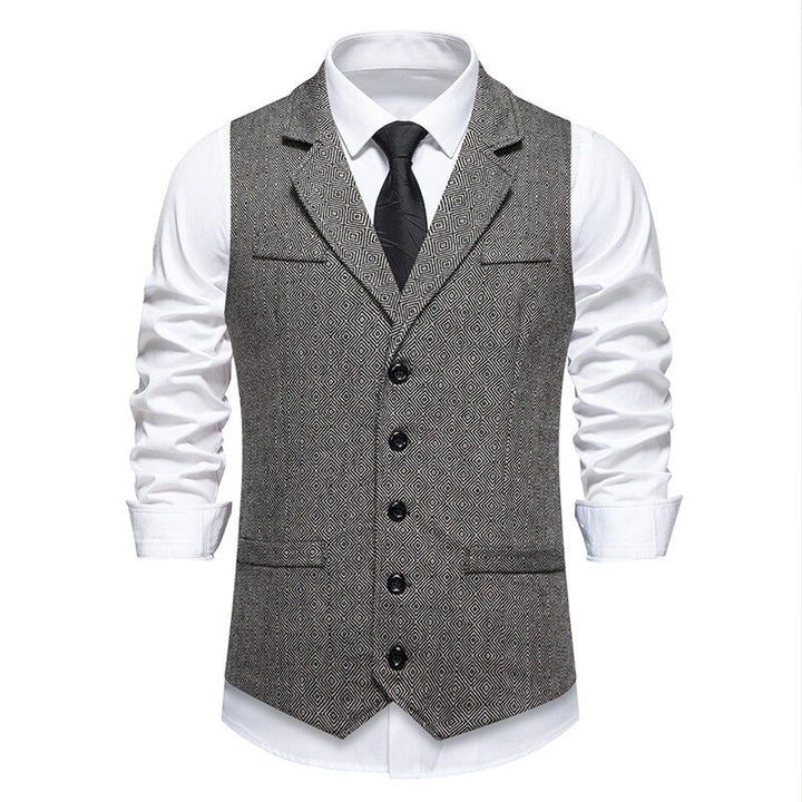 Herren Anzugweste im eleganten Herringbone-Muster mit praktischen Taschen