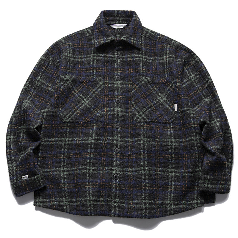Unisex Karo-Overshirt aus Wollmix mit aufgesetzten Brusttaschen Nord Taschen