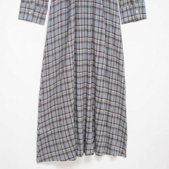 Damen Langes kariertes Hemdkleid mit durchgehender Knopfleiste und A‑Linien‑Silhouette Nord Taschen