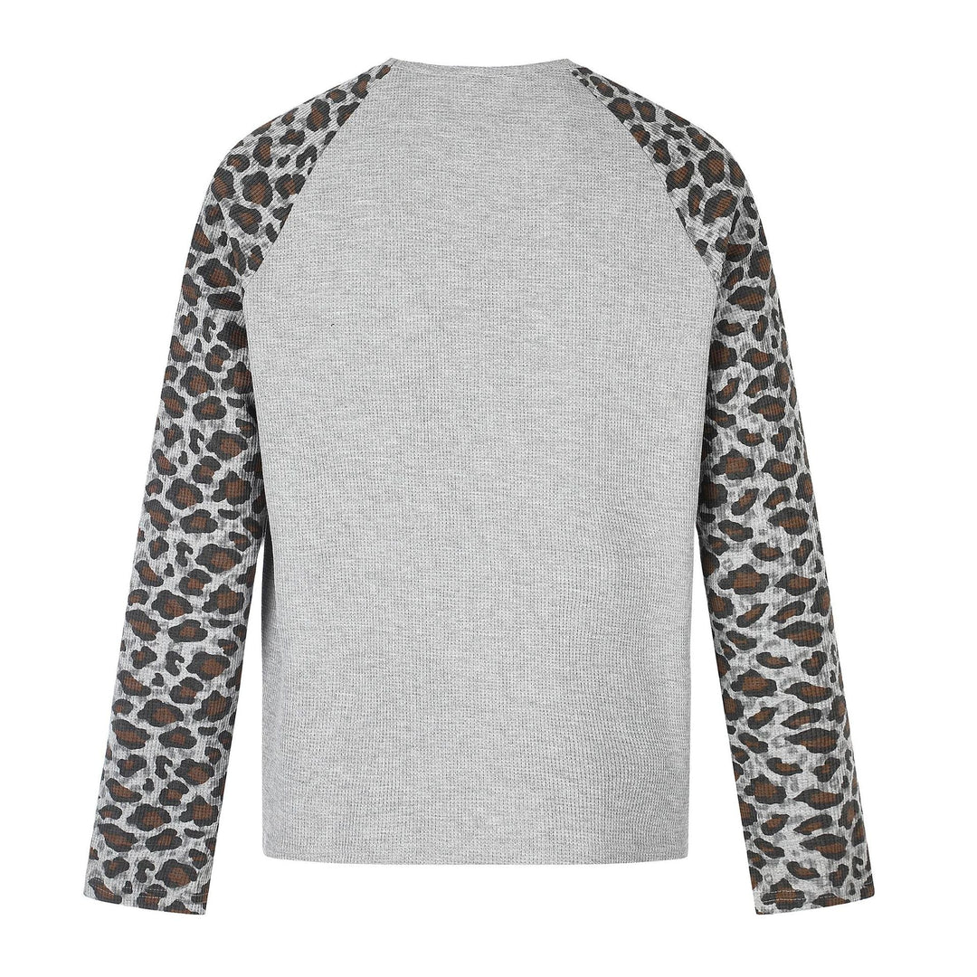 Damen Lässiges Langarmshirt mit Raglanärmeln, Leoparden-Ärmeln und Statement-Print Nord Taschen
