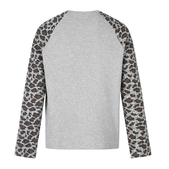 Damen Lässiges Langarmshirt mit Raglanärmeln, Leoparden-Ärmeln und Statement-Print Nord Taschen