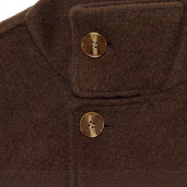Damen Kurzer Wollmix‑Capecoat mit hohem Stehkragen, verdeckter Knopfleiste und Taillenbindegürtel Nord Taschen
