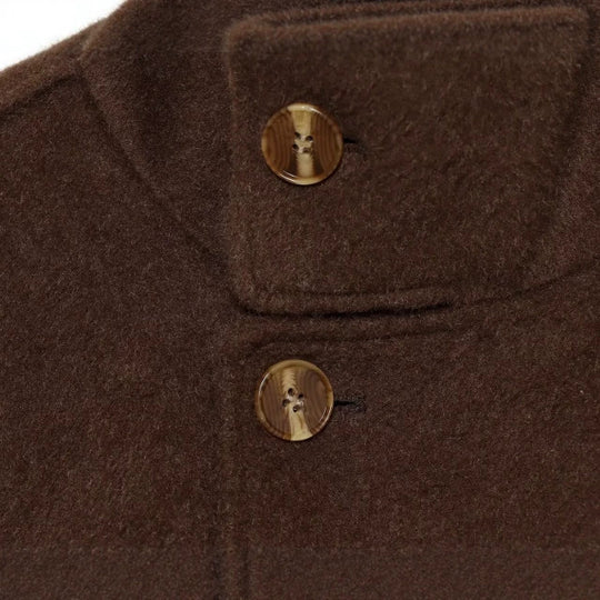 Damen Kurzer Wollmix‑Capecoat mit hohem Stehkragen, verdeckter Knopfleiste und Taillenbindegürtel Nord Taschen