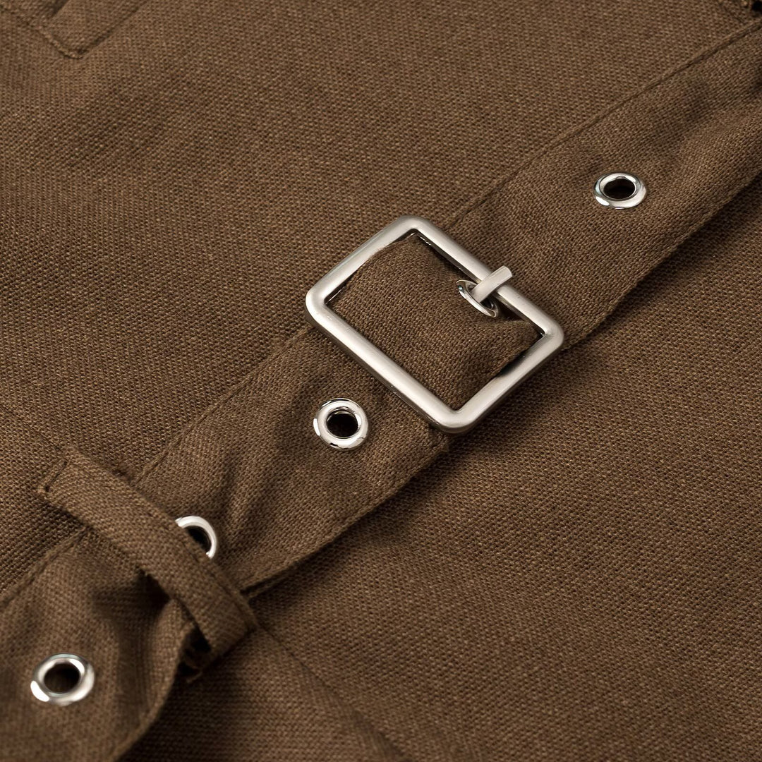 Damen A-Linien Midikleid mit Stehkragen, tailliertem Gürtel und kastigen Kurzärmeln Nord Taschen