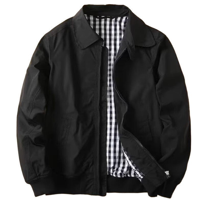 Herren Schlanke Harrington-Jacke im Bomberstil mit Hemdkragen und geripptem Saum Nord Taschen
