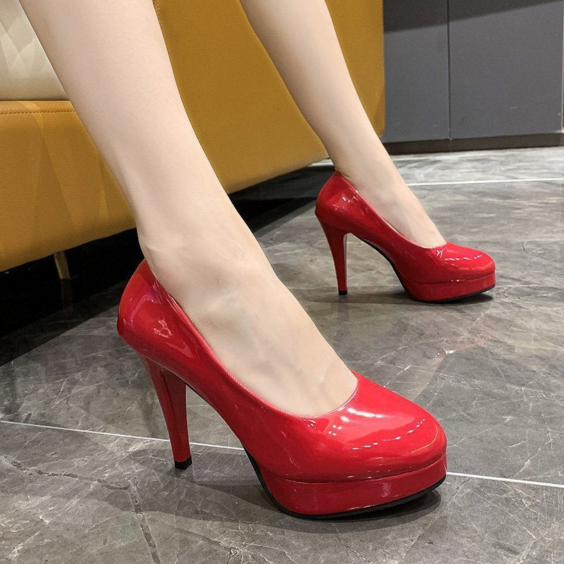 Damen Glamouröse Plateau-Pumps mit hochglänzendem Finish und elegantem Design