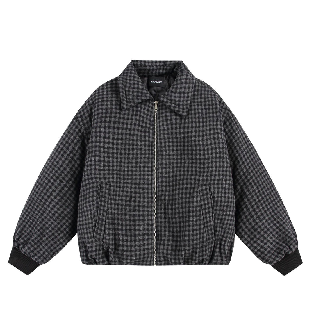 Unisex Boxy-Karos-Steppblouson mit Reißverschluss und elastischem Saum Nord Taschen