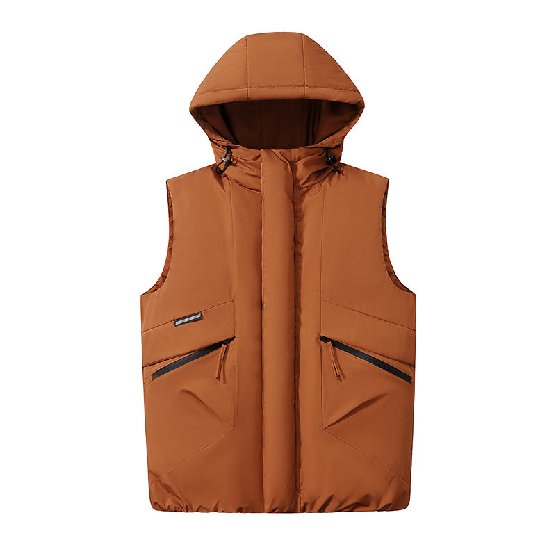 Herren Wattierte Kapuzen-Steppweste im technischen Urban-Look mit verdecktem Reißverschluss & Utility-Taschen Nord Taschen