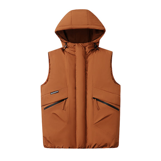 Herren Wattierte Kapuzen-Steppweste im technischen Urban-Look mit verdecktem Reißverschluss & Utility-Taschen Nord Taschen