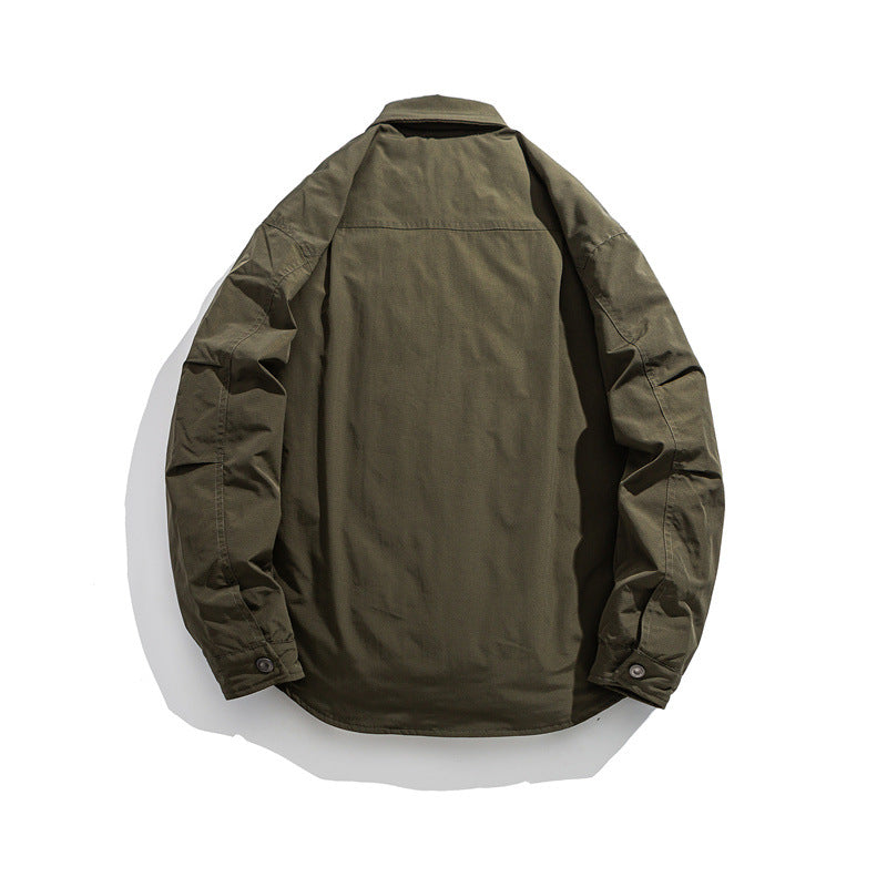Herren Leicht wattierte Overshirt-Jacke mit Hemdkragen und Druckknopfblende Nord Taschen