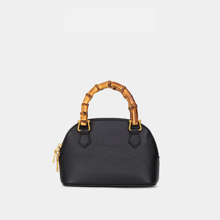 Damen modische Mini-Tasche mit Bambusgriff und edlem Leder Nord Taschen