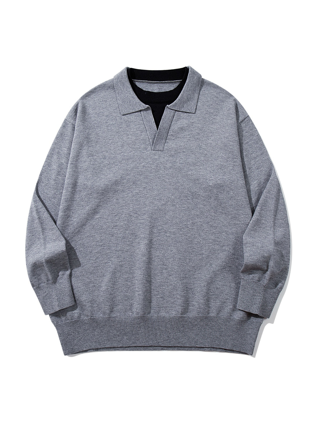 Unisex Feinstrick-Polo mit V‑Ausschnitt‑Cutout und integriertem Rollkragen-Layer Nord Taschen