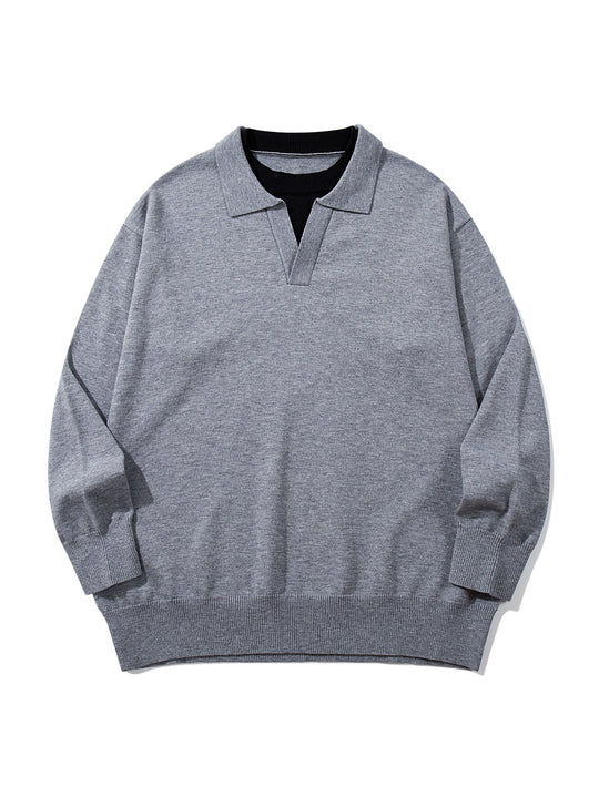 Unisex Feinstrick-Polo mit V‑Ausschnitt‑Cutout und integriertem Rollkragen-Layer Nord Taschen