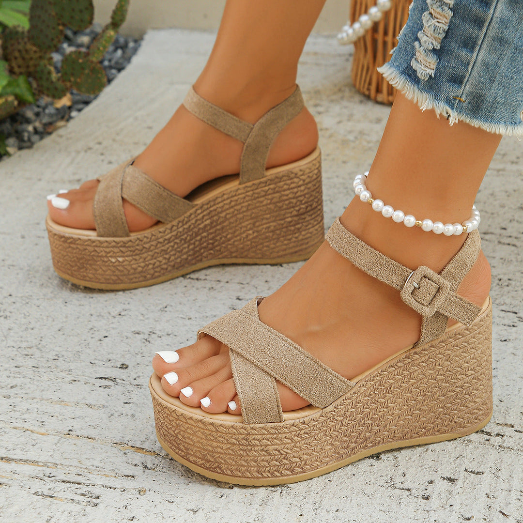 Damen elegante Plateau-Sandalen mit verstellbarem Riemen und komfortablem Fußbett