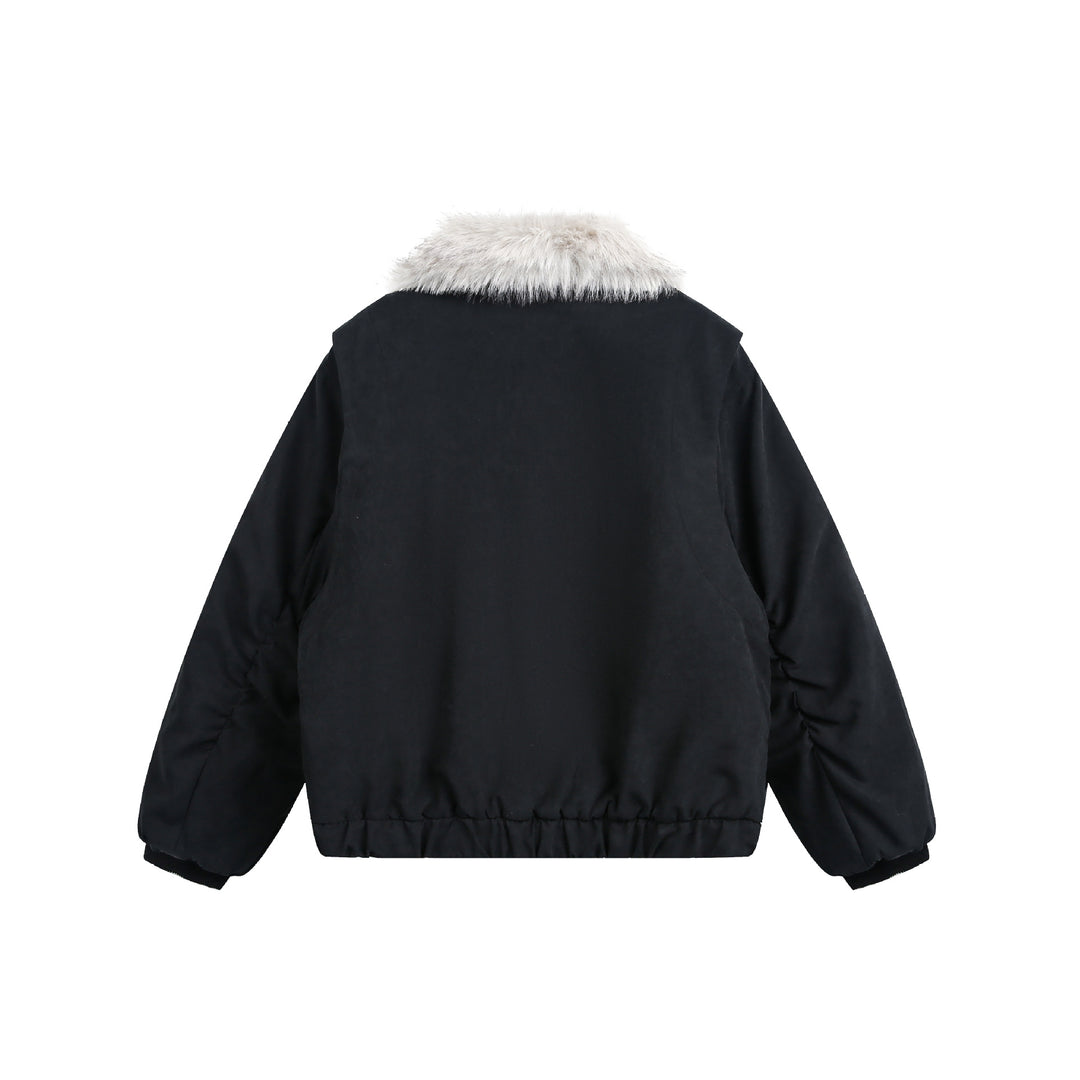 Damen Kurzblouson im Boxy-Cut mit breitem Kunstfellkragen Nord Taschen