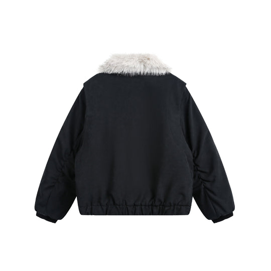 Damen Kurzblouson im Boxy-Cut mit breitem Kunstfellkragen Nord Taschen
