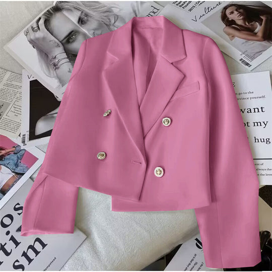 Damen Modischer Kurzblazer mit doppelt geknöpften Details Nord Taschen