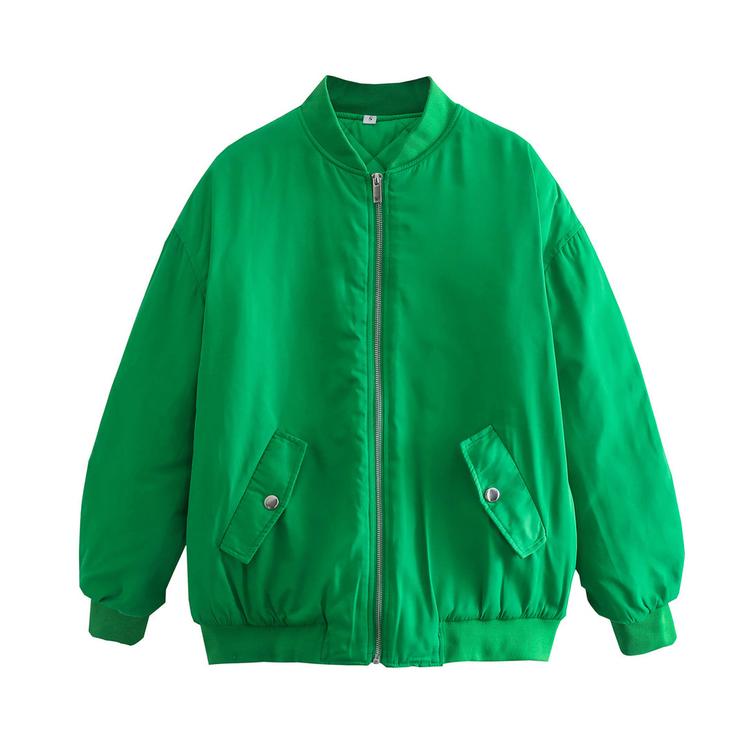 Damen Boxy Bomberjacke im Oversize‑Look mit Reißverschluss und abgeschrägten Pattentaschen Nord Taschen