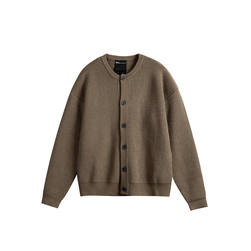 Damen Oversize-Rippenstrick-Cardigan mit Rundhals und durchgehender Knopfleiste Nord Taschen