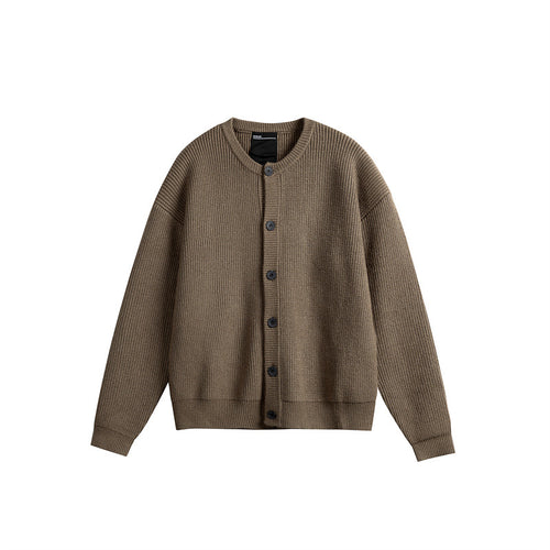 Damen Oversize-Rippenstrick-Cardigan mit Rundhals und durchgehender Knopfleiste Nord Taschen