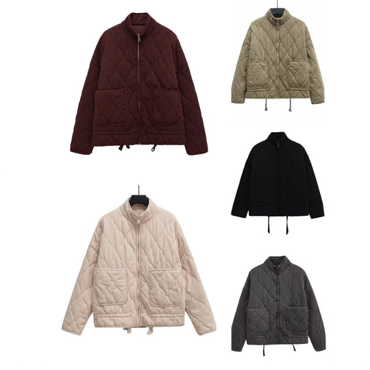 Damen Steppjacke mit Stehkragen, Kissensteppung und Tunnelzug Nord Taschen