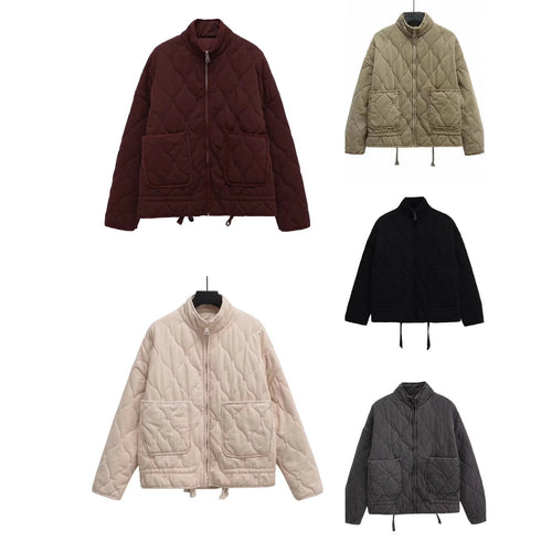 Damen Steppjacke mit Stehkragen, Kissensteppung und Tunnelzug Nord Taschen