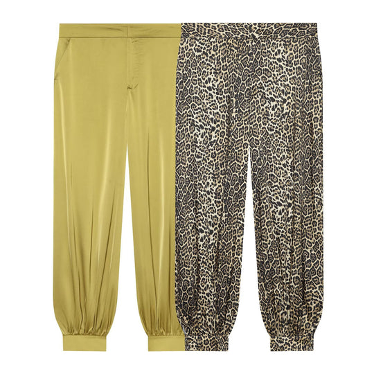 Damen Lässige Haremshose mit Leopardenprint, weitem Fall und elastischen Bündchen Nord Taschen