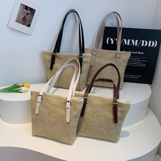 Damen stimmungsvolle Basttragetasche mit elegantem Perlenanhänger Nord Taschen