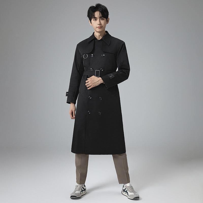 Herren Moderner Tech-Trenchcoat mit Doppelreihiger Knopfleiste, Bindegürtel und dezenten Ringdetails Nord Taschen