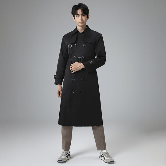 Herren Moderner Tech-Trenchcoat mit Doppelreihiger Knopfleiste, Bindegürtel und dezenten Ringdetails Nord Taschen