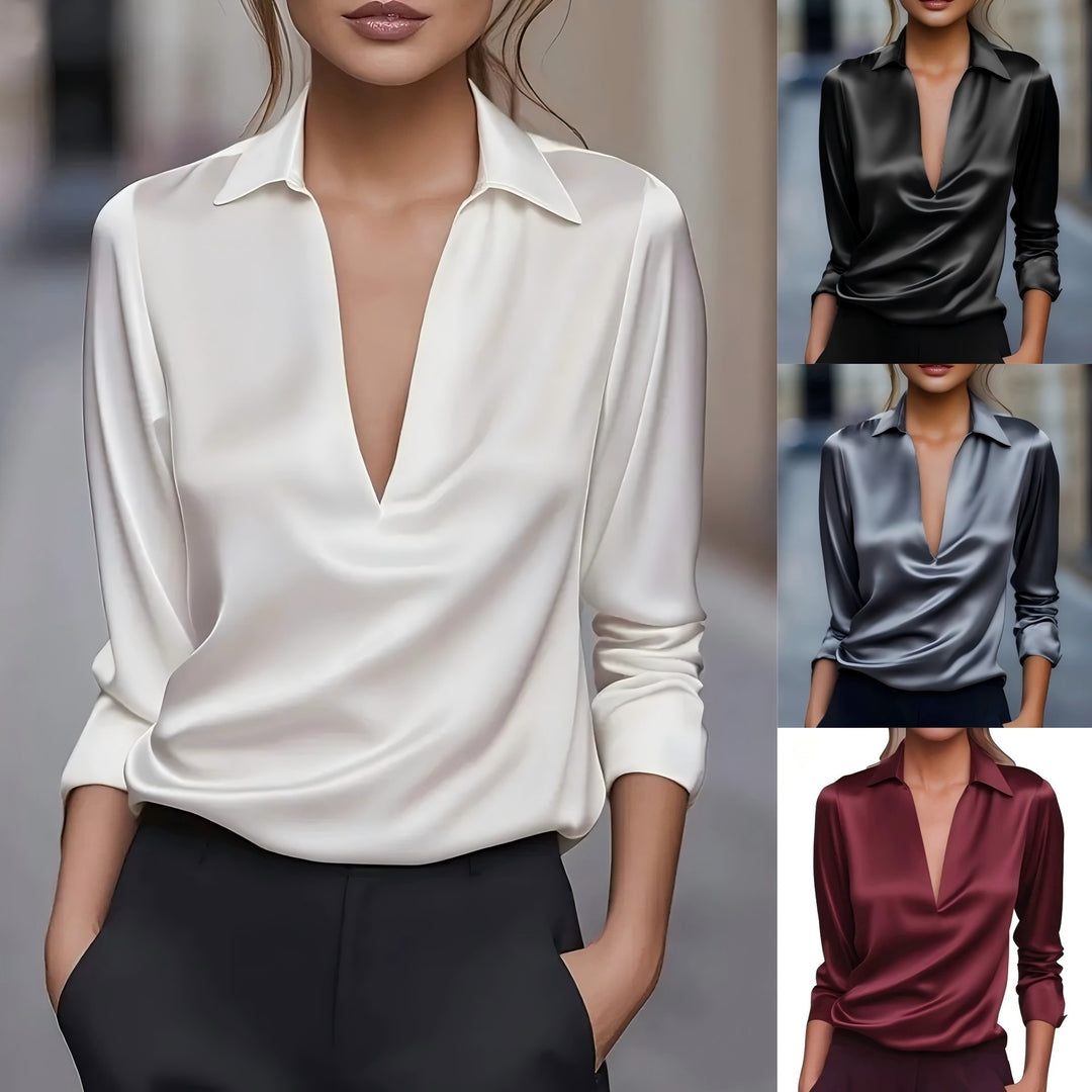 Damen Elegante und seidige Bluse Nord Taschen