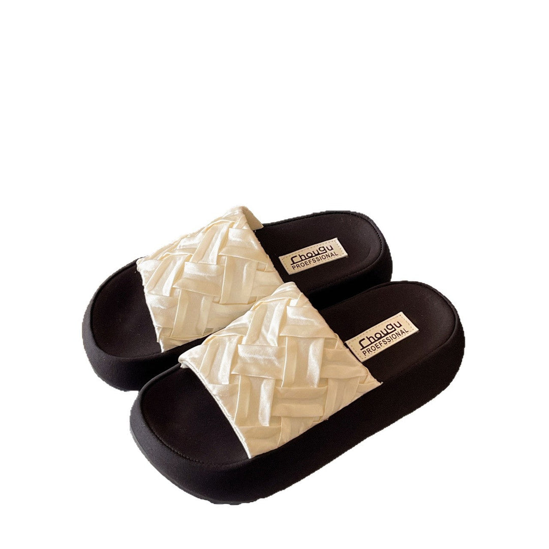 Damen Komfortable Slide-Pantoletten mit geflochtenem Design