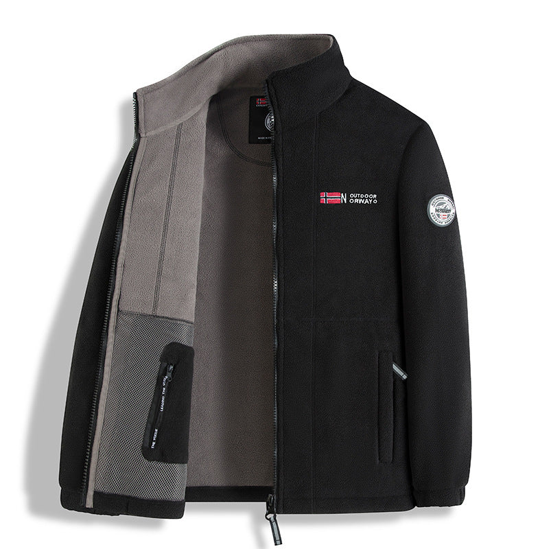 Herren Fleecejacke mit Microfleece-Innenfutter, Stehkragen und Zwei-Wege-Reißverschluss Nord Taschen