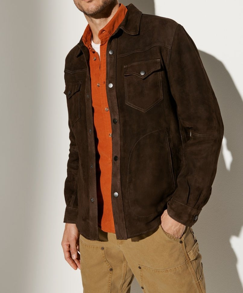 Herren Wildlederjacke im modernen Schnitt mit praktischen Taschen Nord Taschen