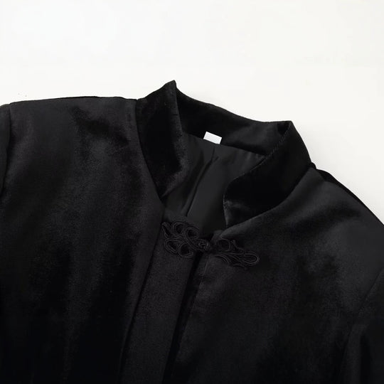 Damen Asymmetrische Kurzjacke mit Stehkragen, Kordelverschlüssen und Quasten-Saum Nord Taschen
