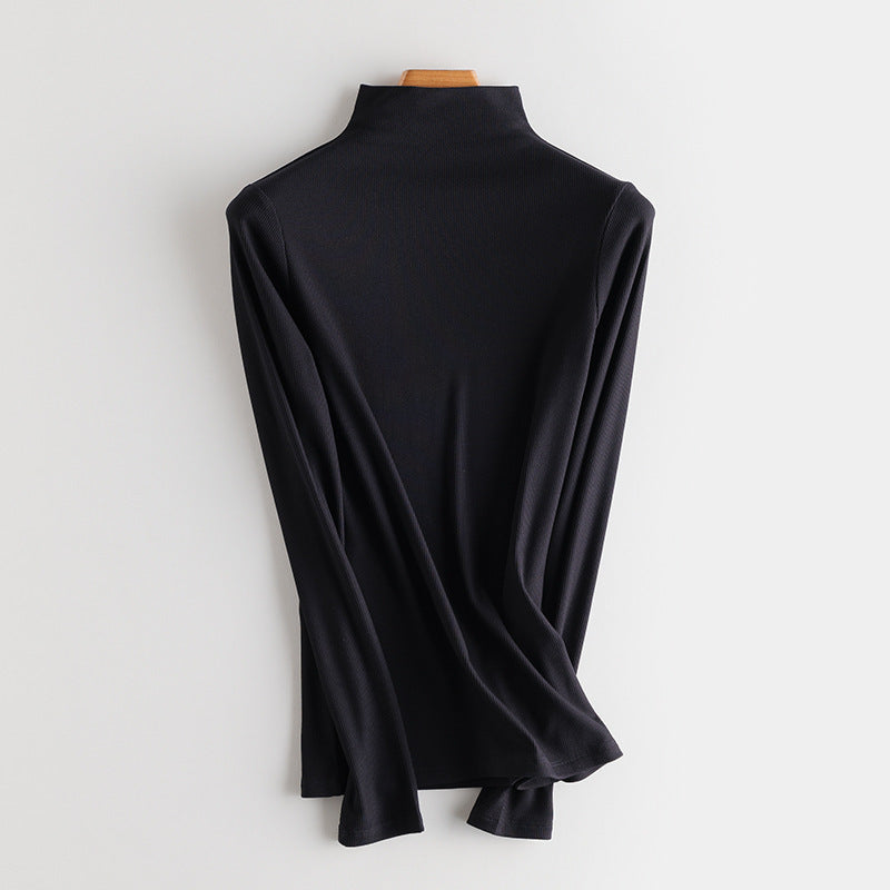Damen Feines Ripp-Langarmshirt mit Rollkragen und Volantkanten Nord Taschen