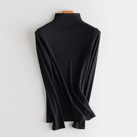Damen Feines Ripp-Langarmshirt mit Rollkragen und Volantkanten Nord Taschen