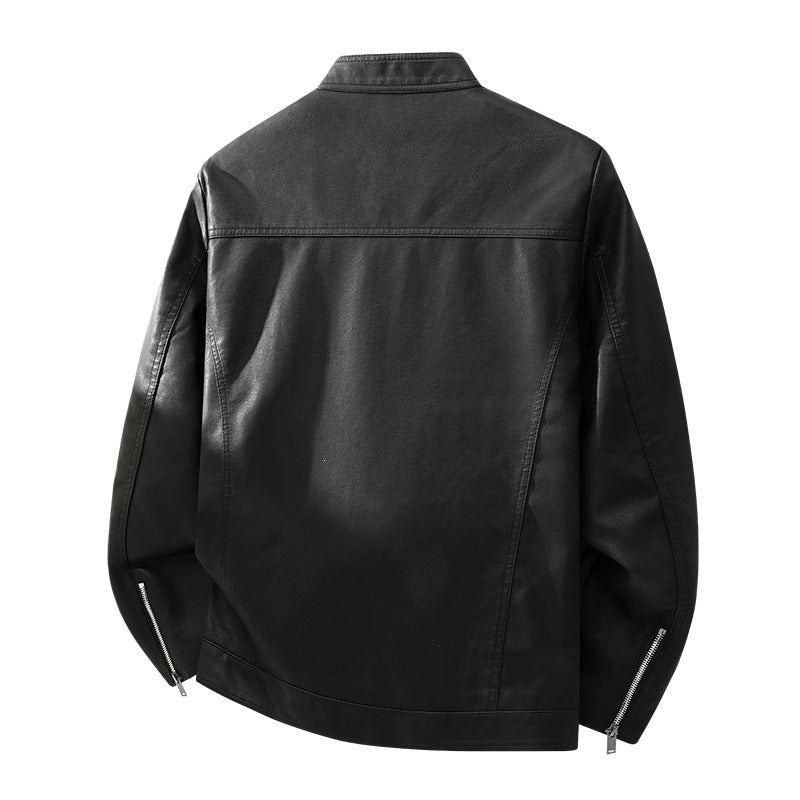 Herren Schlichte Kunstleder-Cityjacke mit Stehkragen, Zweiwege-Reißverschluss & Eingrifftaschen Nord Taschen